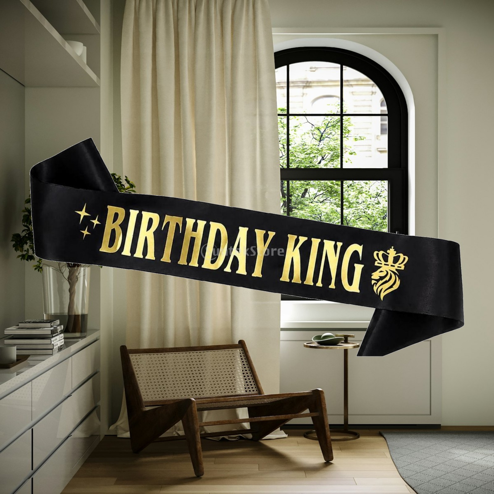 Birthday Sash Glitter - グリッターパーティークラウン 誕生日キングサッシュアクセサリー 大人用 キングをテーマにしたパーティーの記念品やお祝いのイベントの装飾に