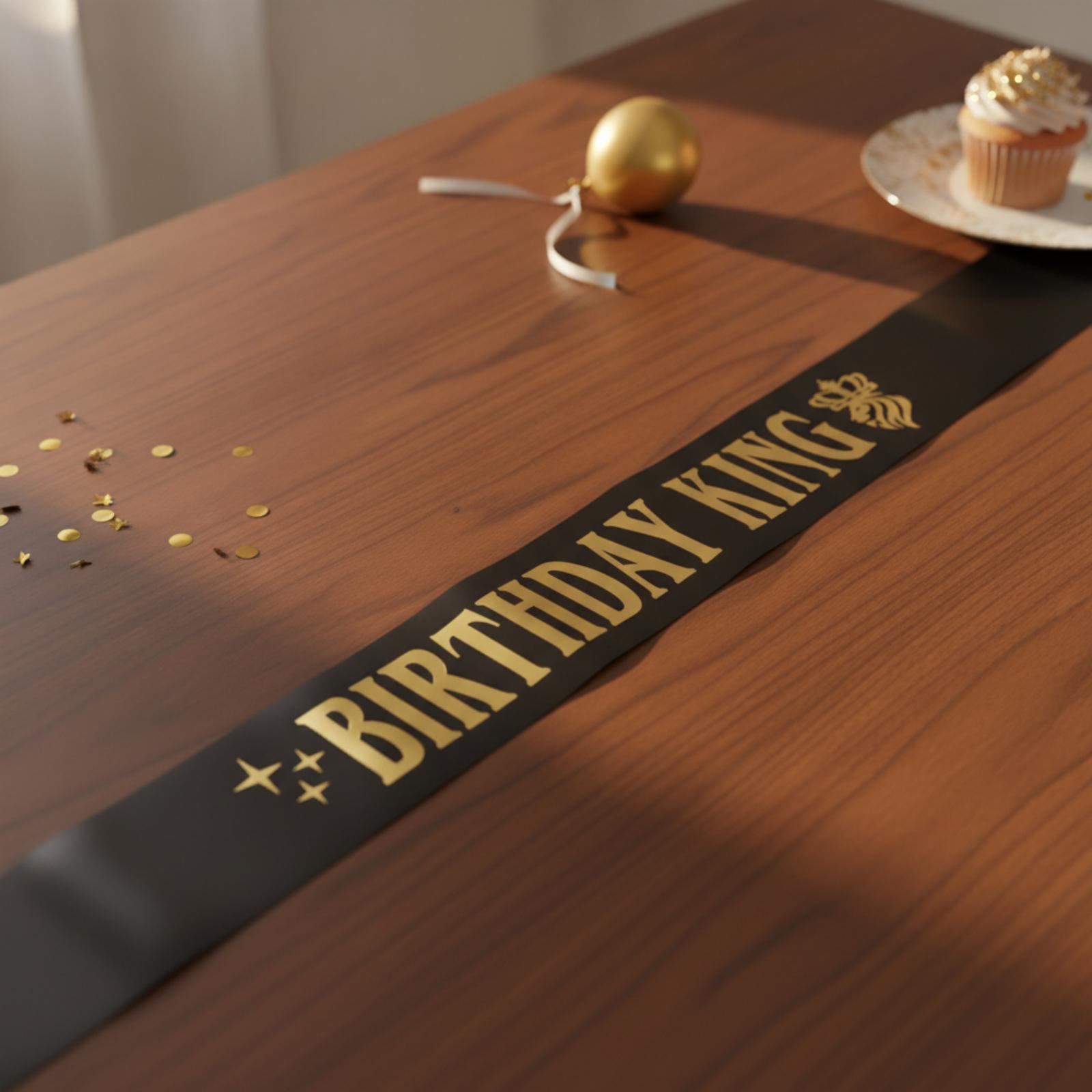 Birthday Sash Glitter - バースデーキングパーティー用クラウン グリッターファブリックサッシュ 男女兼用 クラウンパーティーハットアクセサリー キングテーマのお祝いに