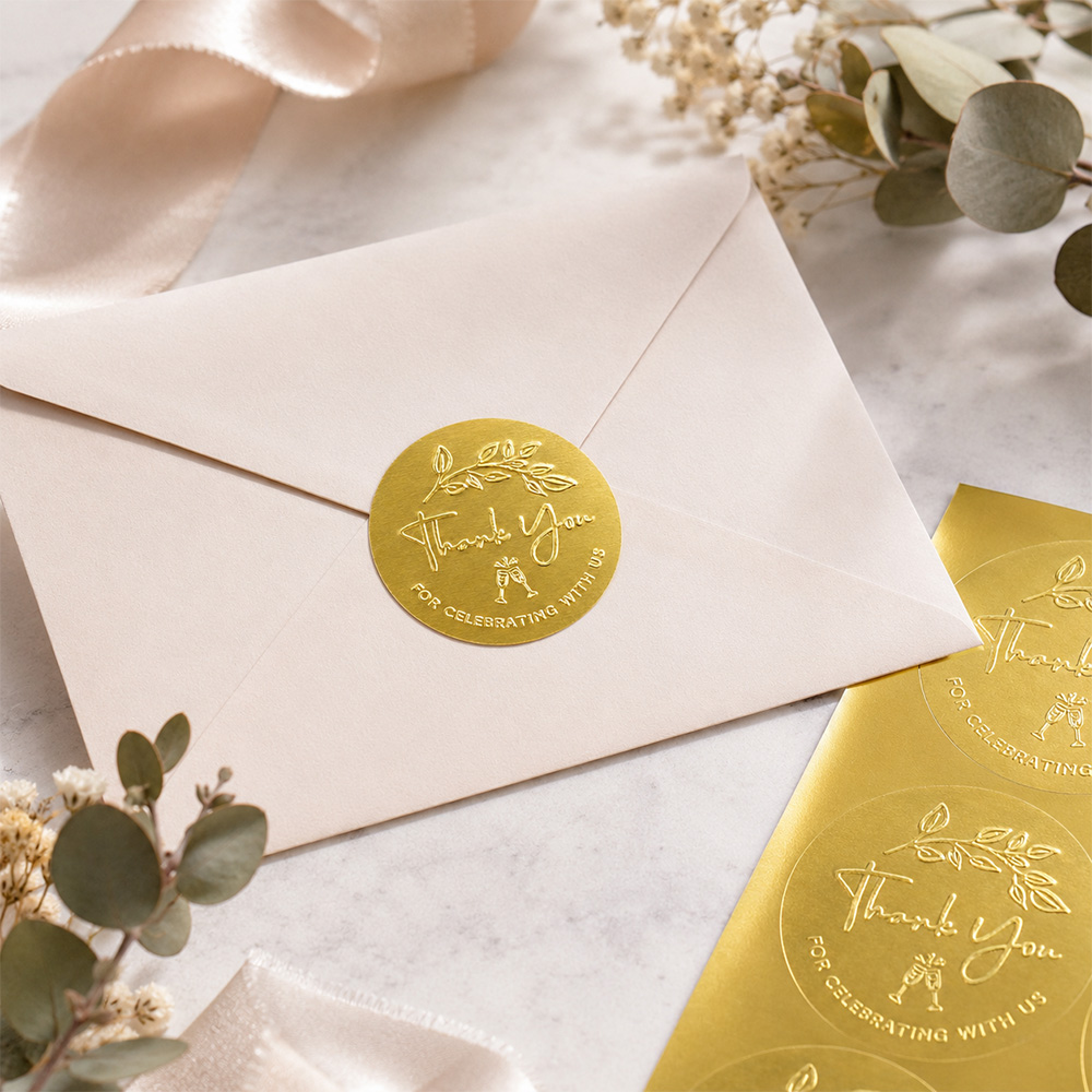 Party Favor Bag - 100枚入り「私たちと一緒に祝ってくれてありがとう」ステッカー、10枚入り金箔ラベル、結婚式の記念品バッグ、ベビーシャワーの装飾用