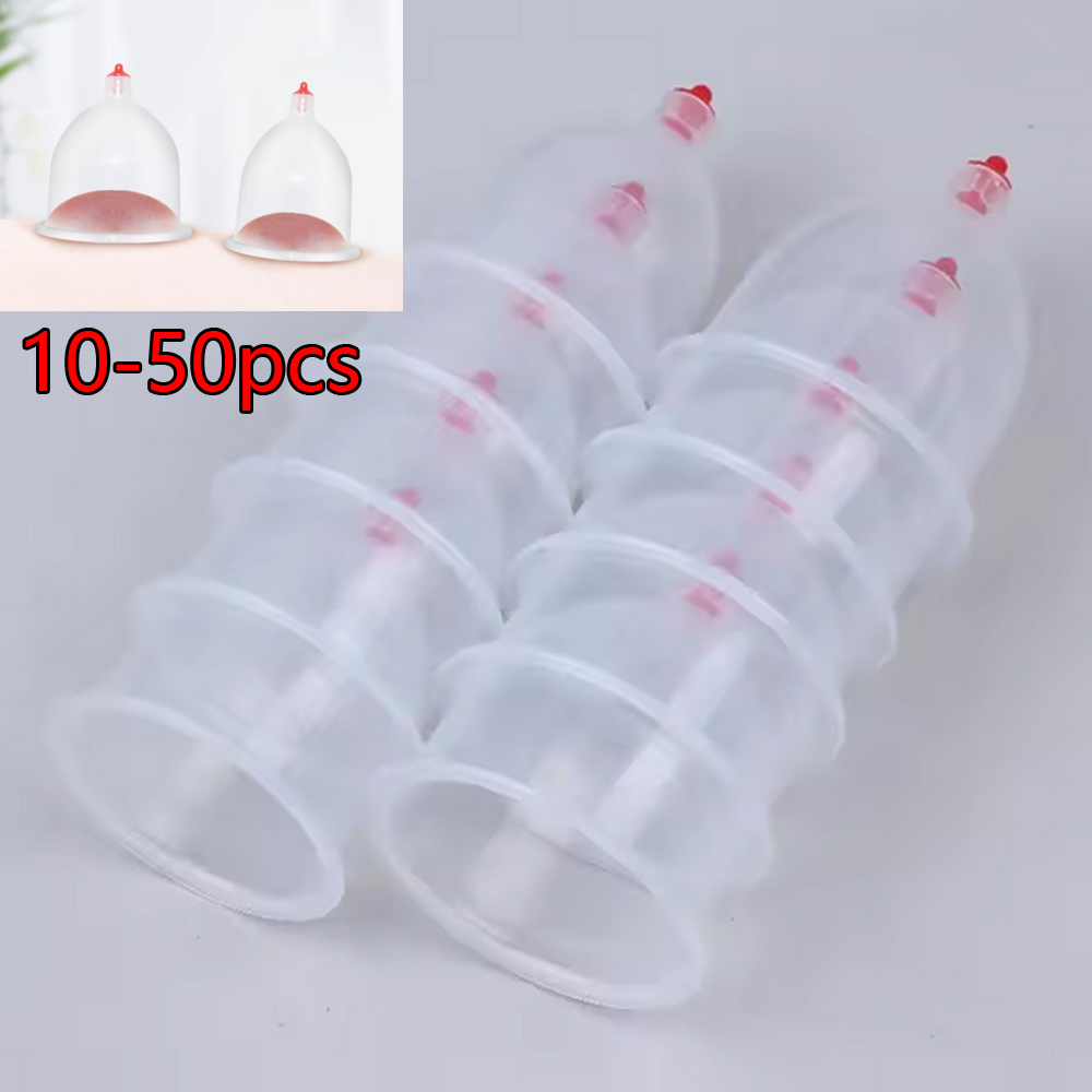 Plastic Cup 50Pcs - 10個～50個入り、2種類のサイズ展開。持ち運び可能なカッピングカップ。マッサージや健康促進、美容スパでの使用に。使い捨てプラスチック製、真空吸引式。