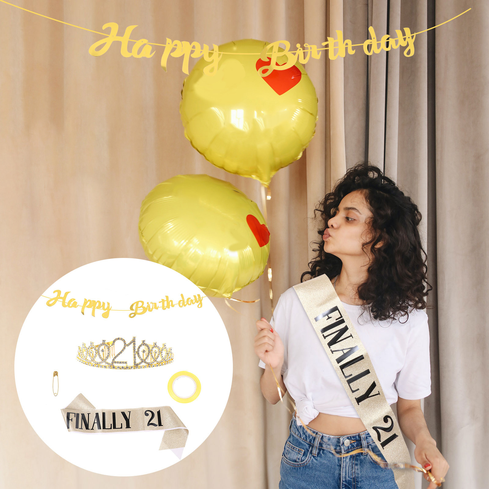 誕生日パーティー用品セット：エレガントなラインストーンクラウ - Birthday Sash Glitter のレビューと価格