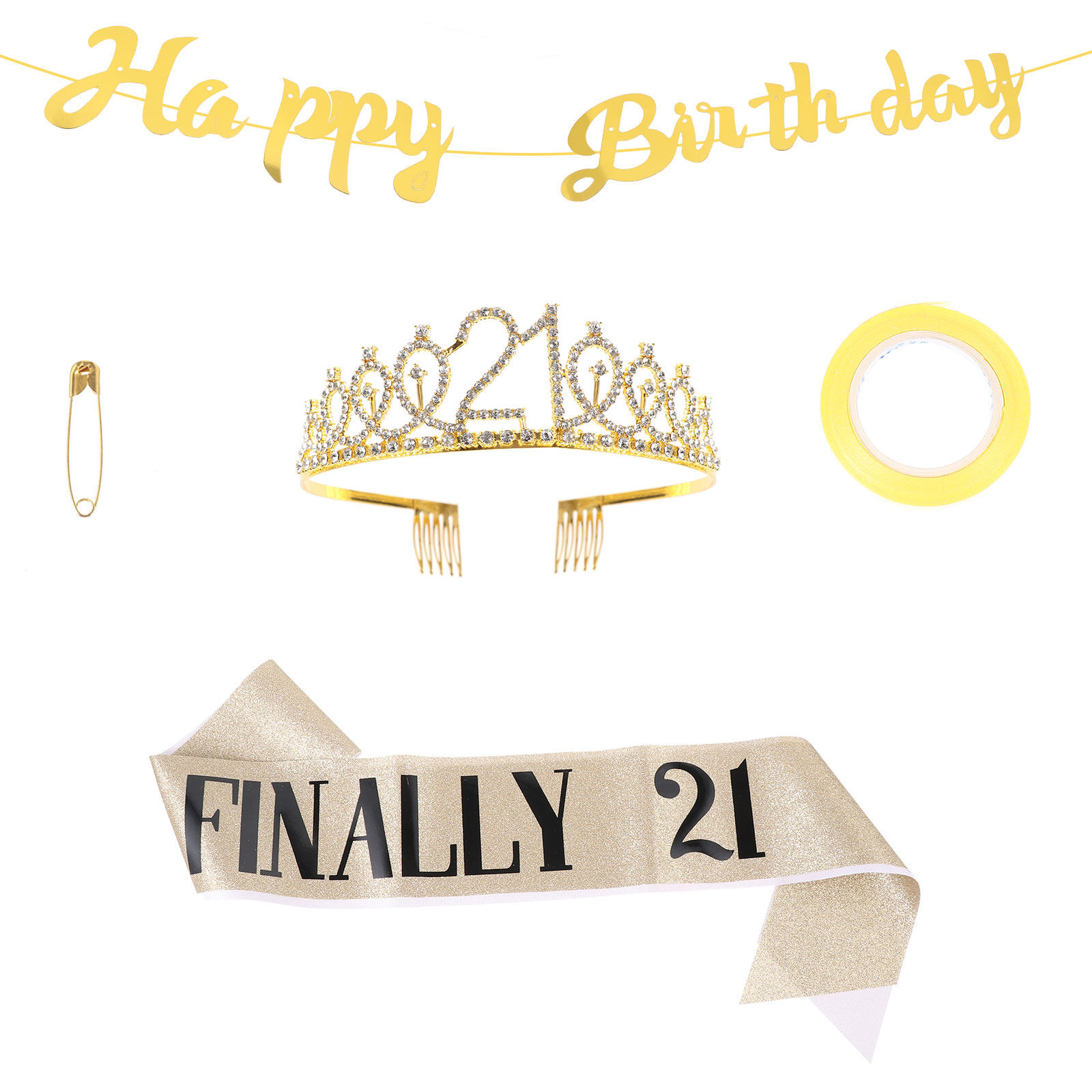 誕生日パーティー用品セット：エレガントなラインストーンクラウ - Birthday Sash Glitter のレビューと価格