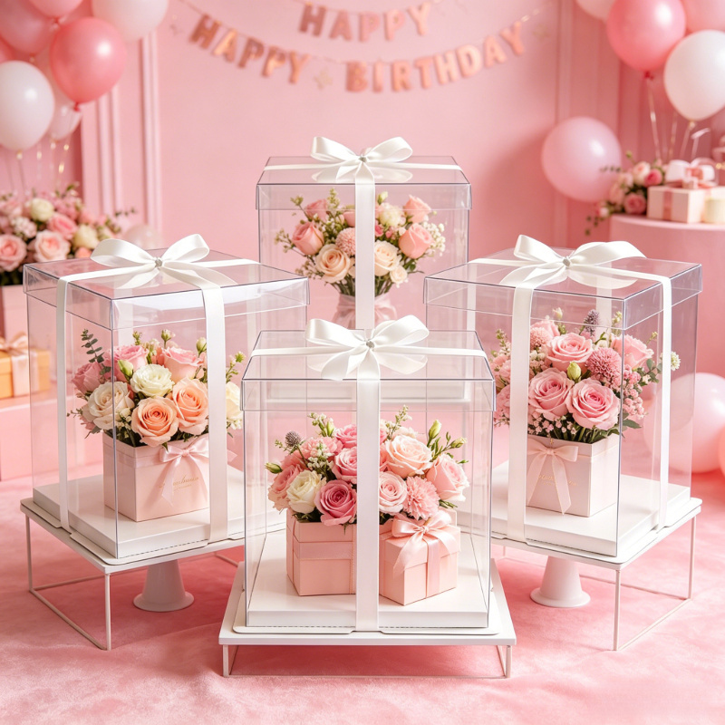 透明ケーキボックス 大型ギフト包装 ギフトボックス 梱包用品 - Event Party Box のレビューと価格