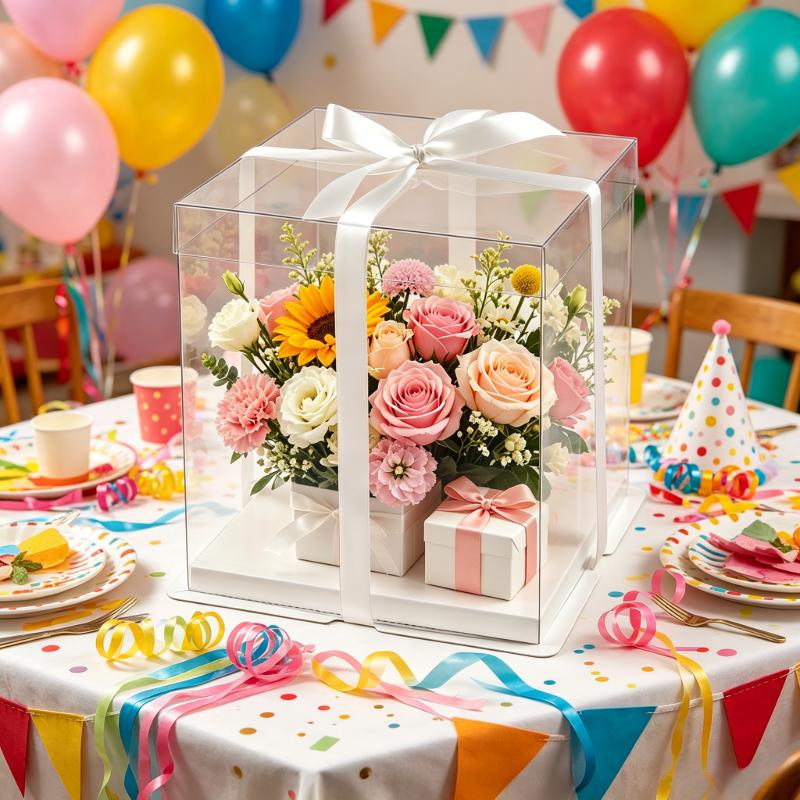 透明ケーキボックス 大型ギフト包装 ギフトボックス 梱包用品 - Event Party Box のレビューと価格