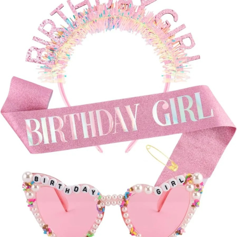 バースデーガールサッシュ グリッターヘッドバンド ティアラ  - Birthday Sash Glitter のレビューと価格