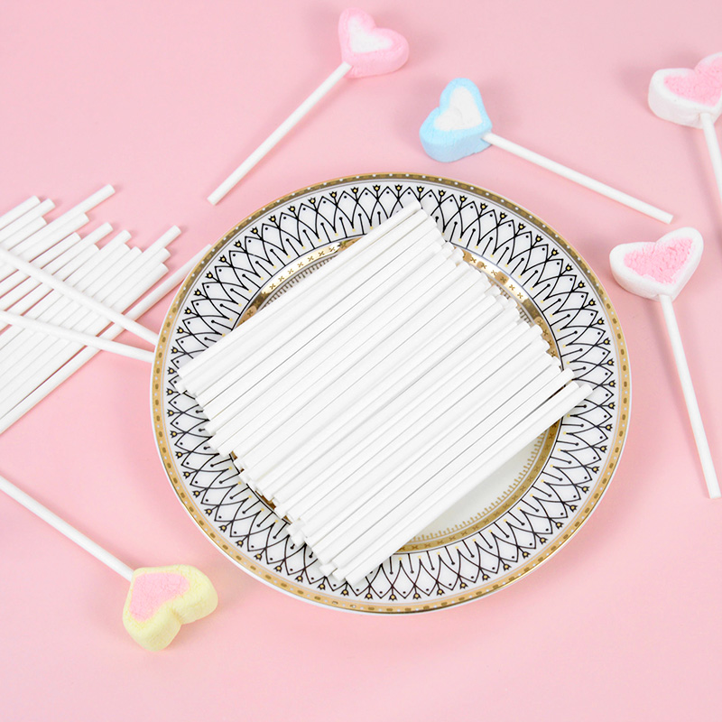100 個ソリッドコアホワイトペーパーロリポップスティック  - Cotton Candy Cone のレビューと価格