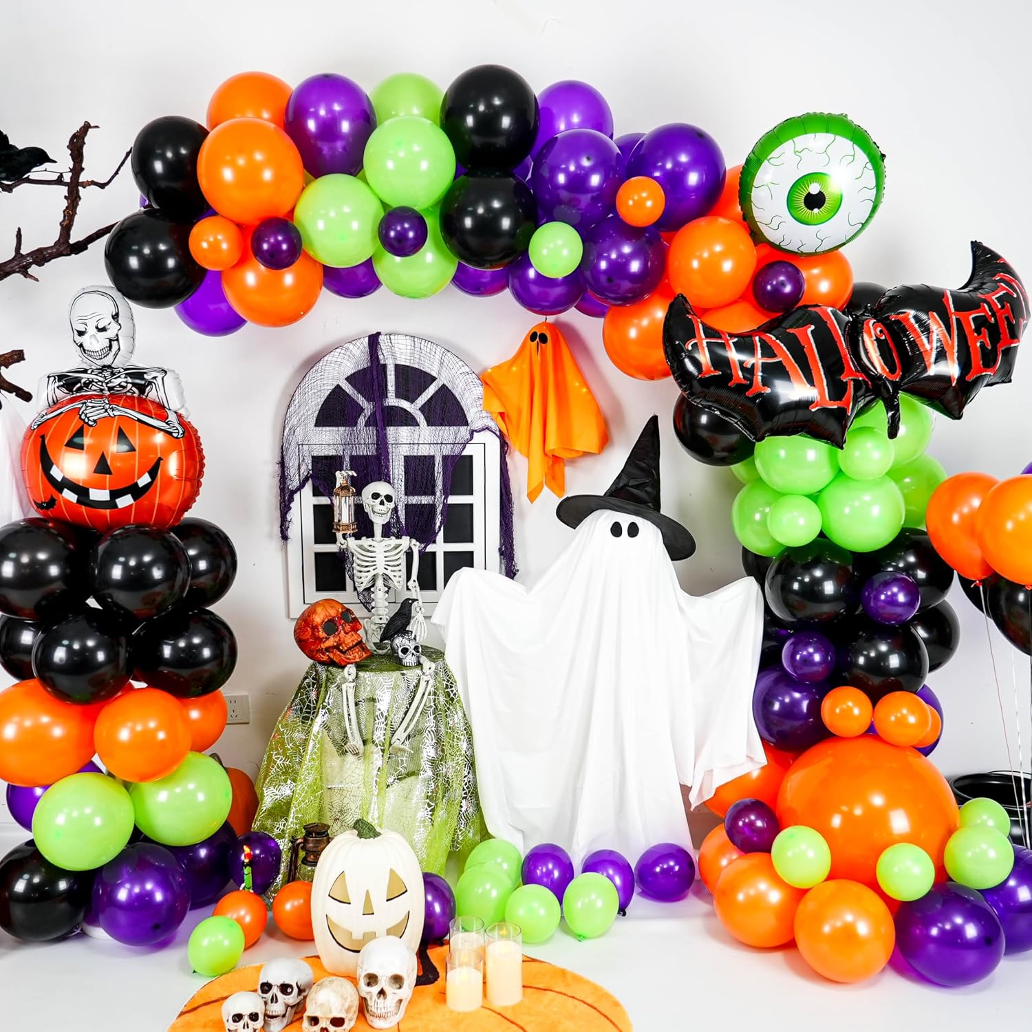 ハロウィンバルーンガーランドアーチキット、オレンジ、グリーン - Balloon Arch Kit のレビューと価格