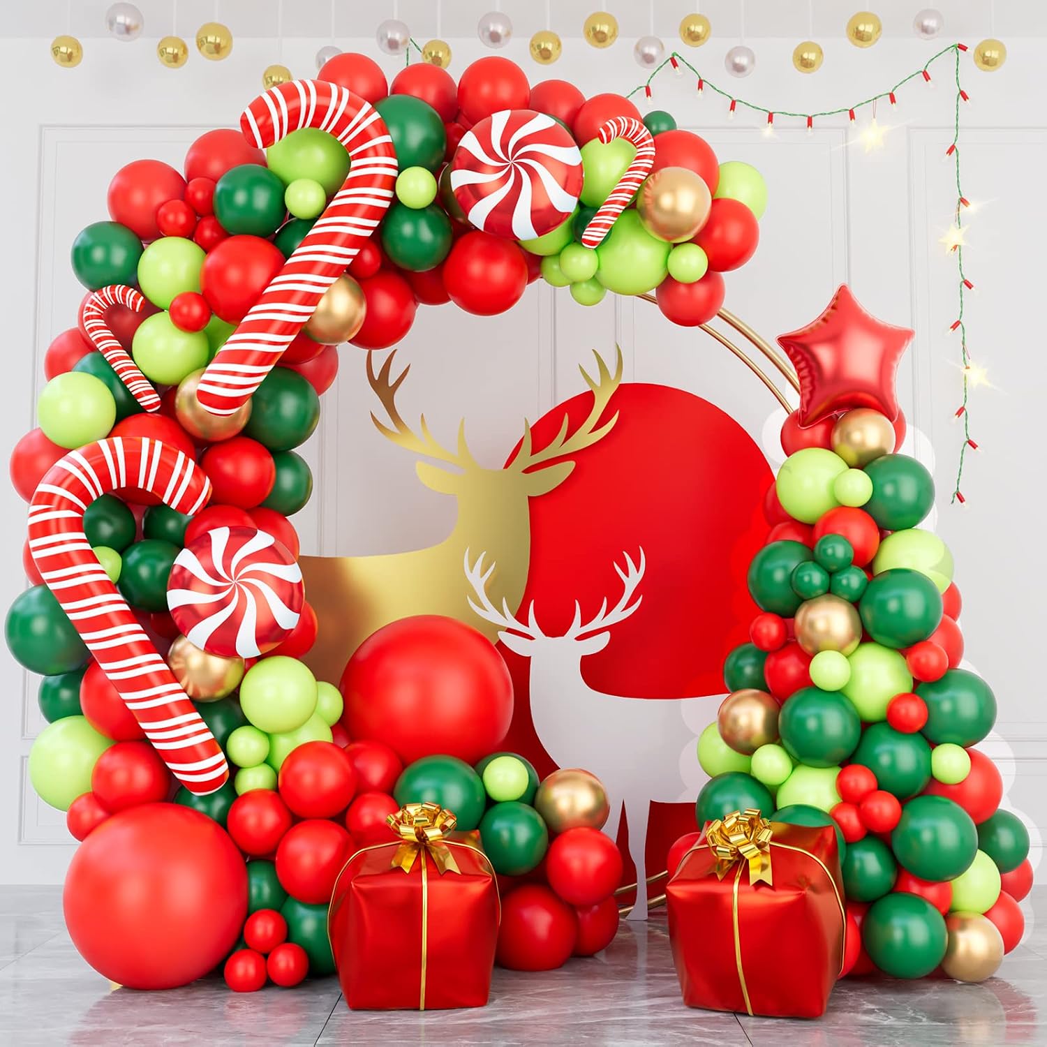 144ピースのクリスマスバルーンガーランドアーチキット。クリ - Balloon Arch Kit のレビューと価格