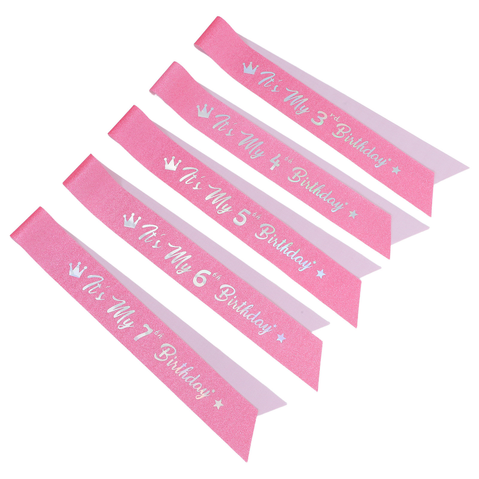 5個入り グリッター素材の「お誕生日おめでとう」サッシュ。ピ - Birthday Sash Glitter のレビューと価格