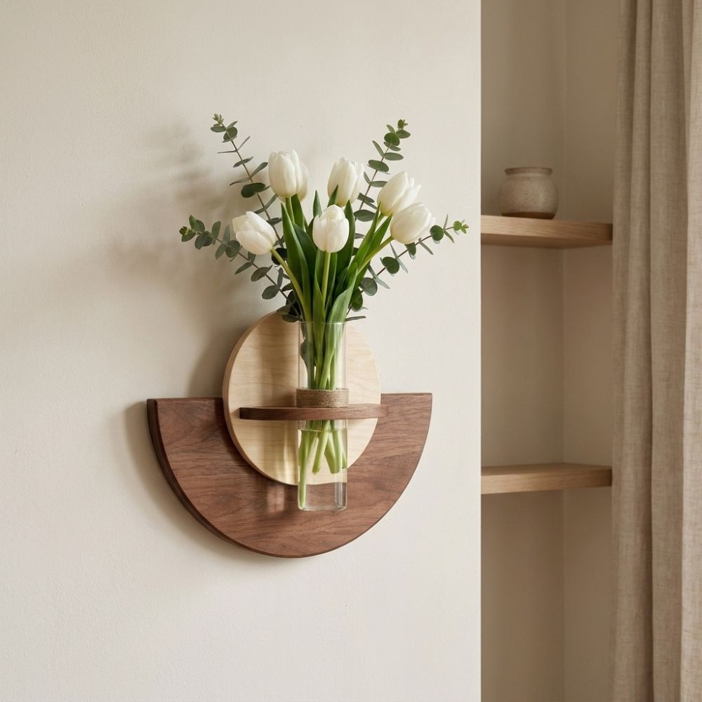 楕円形の木製壁掛け花棚 省スペース水耕栽培ディスプレイ 吊り - Flower Wall Panel のレビューと価格