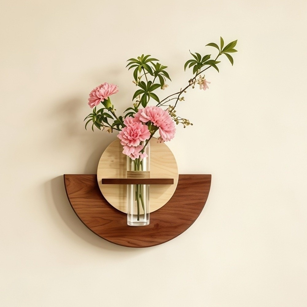 楕円形の木製壁掛け花棚 省スペース水耕栽培ディスプレイ 吊り - Flower Wall Panel のレビューと価格