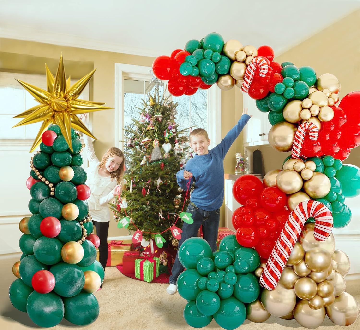 クリスマスパーティーデコレーション用のクリスマスバルーンガー - Balloon Arch Kit のレビューと価格